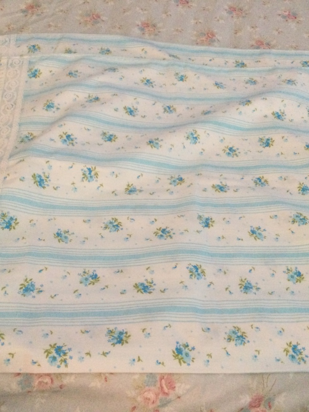 Pair of Turquoise Blue Floral Standard Pillow Cases